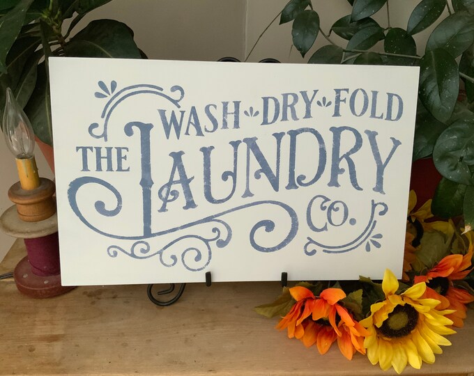 Laundry Room Sign/ Country Style/ Farmhouse Decor/ The Laundry Co., Wash, Dry, Fold/ Laundry Room Decor/ Western Decor