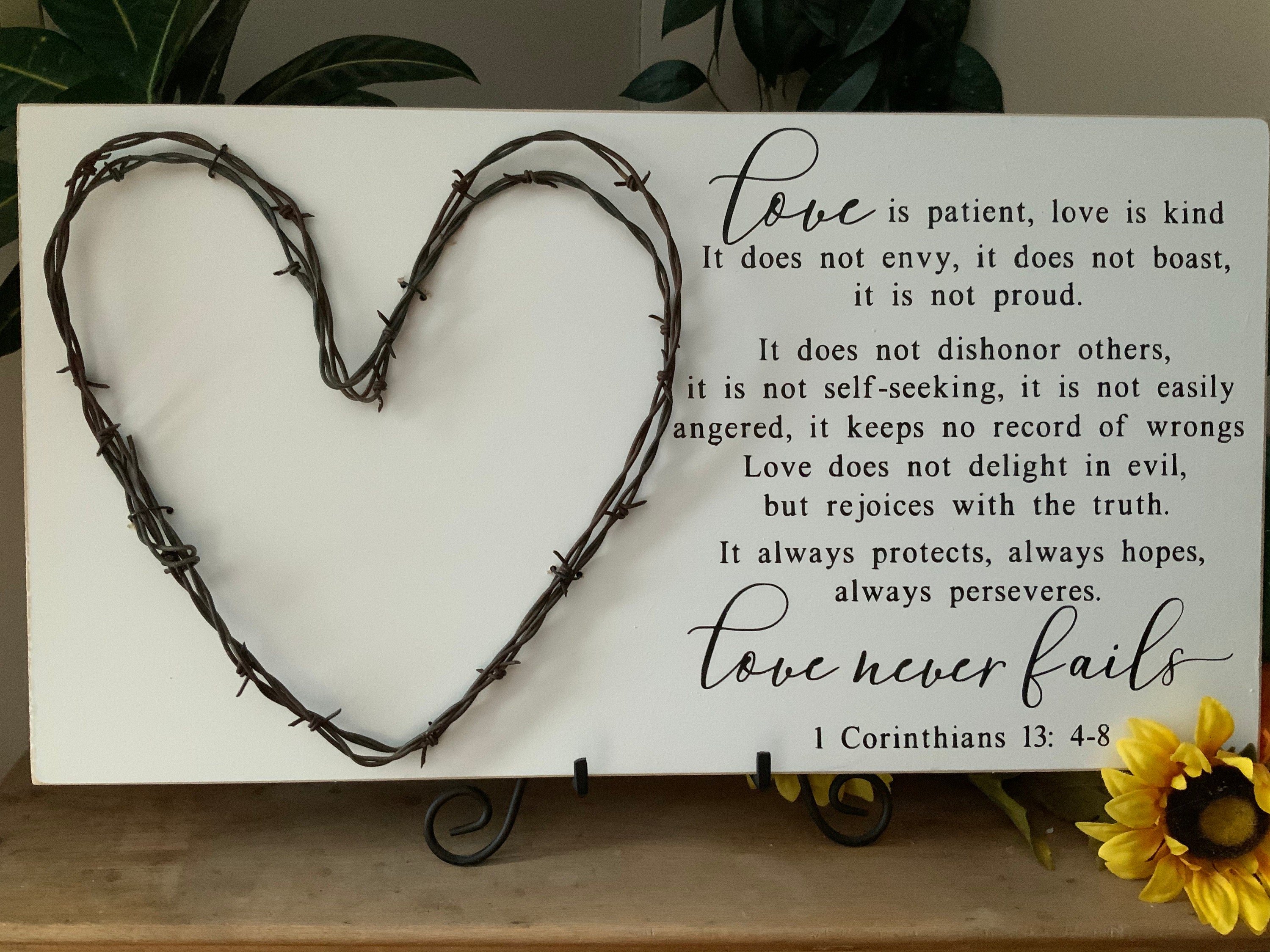 Love is Patient Bible Verse Sign Hand Painted With Barbed Etsy