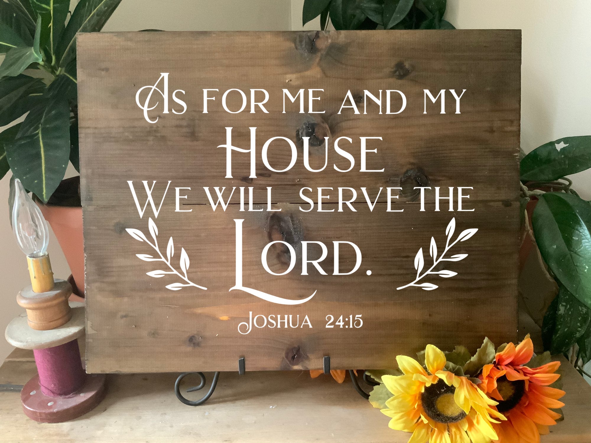 Wood Bible Verse Sign Christian Scripture Home Decor Joshua 24:15 As for Me and My House Rustic Carved Engraved Housewarming Gift