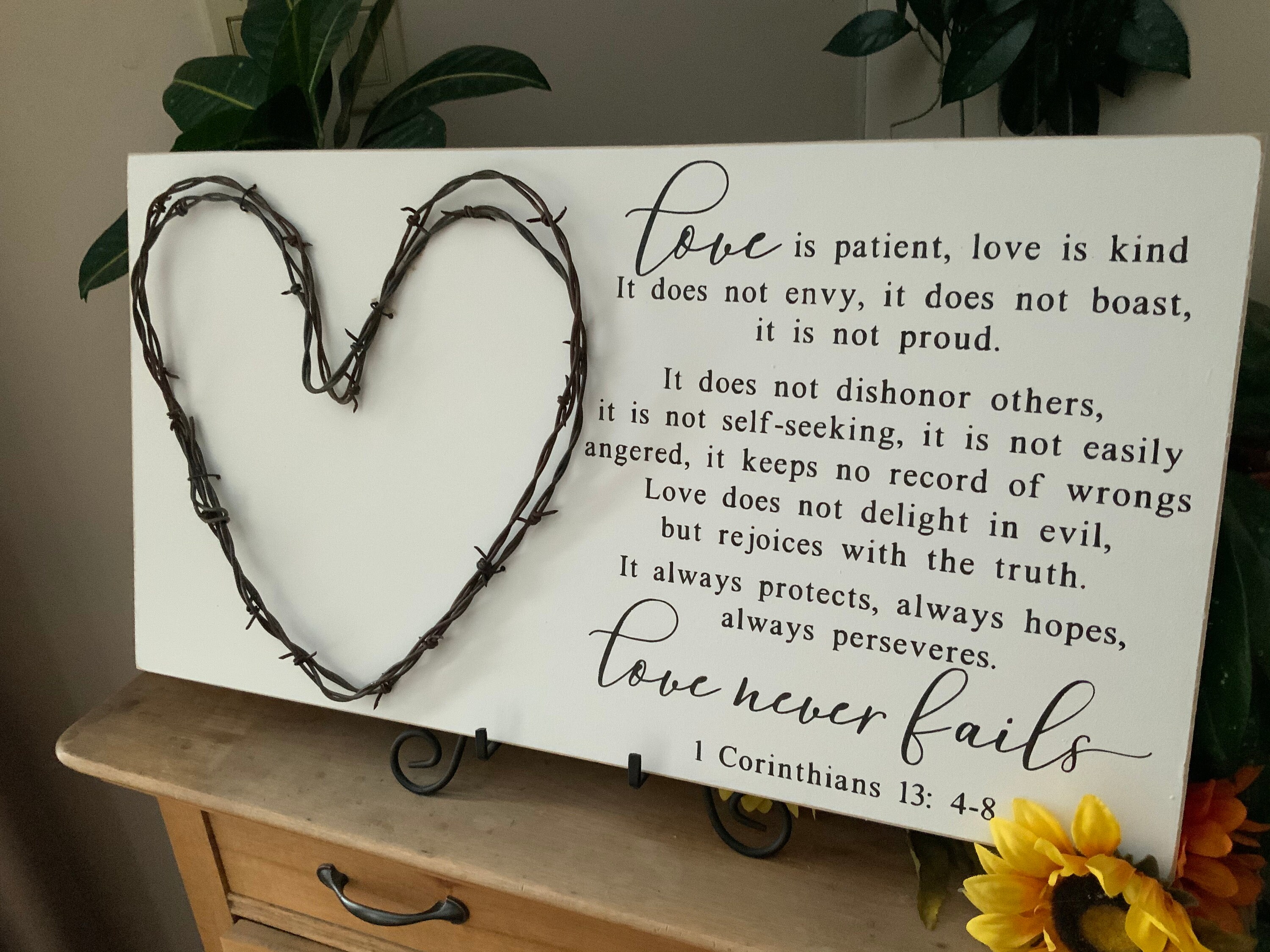 Love is Patient Bible Verse Sign Hand Painted With Barbed Etsy