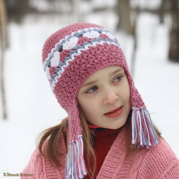 CROCHET PATTERN No. 73 Valentine earflap hat Toddler Child | Etsy