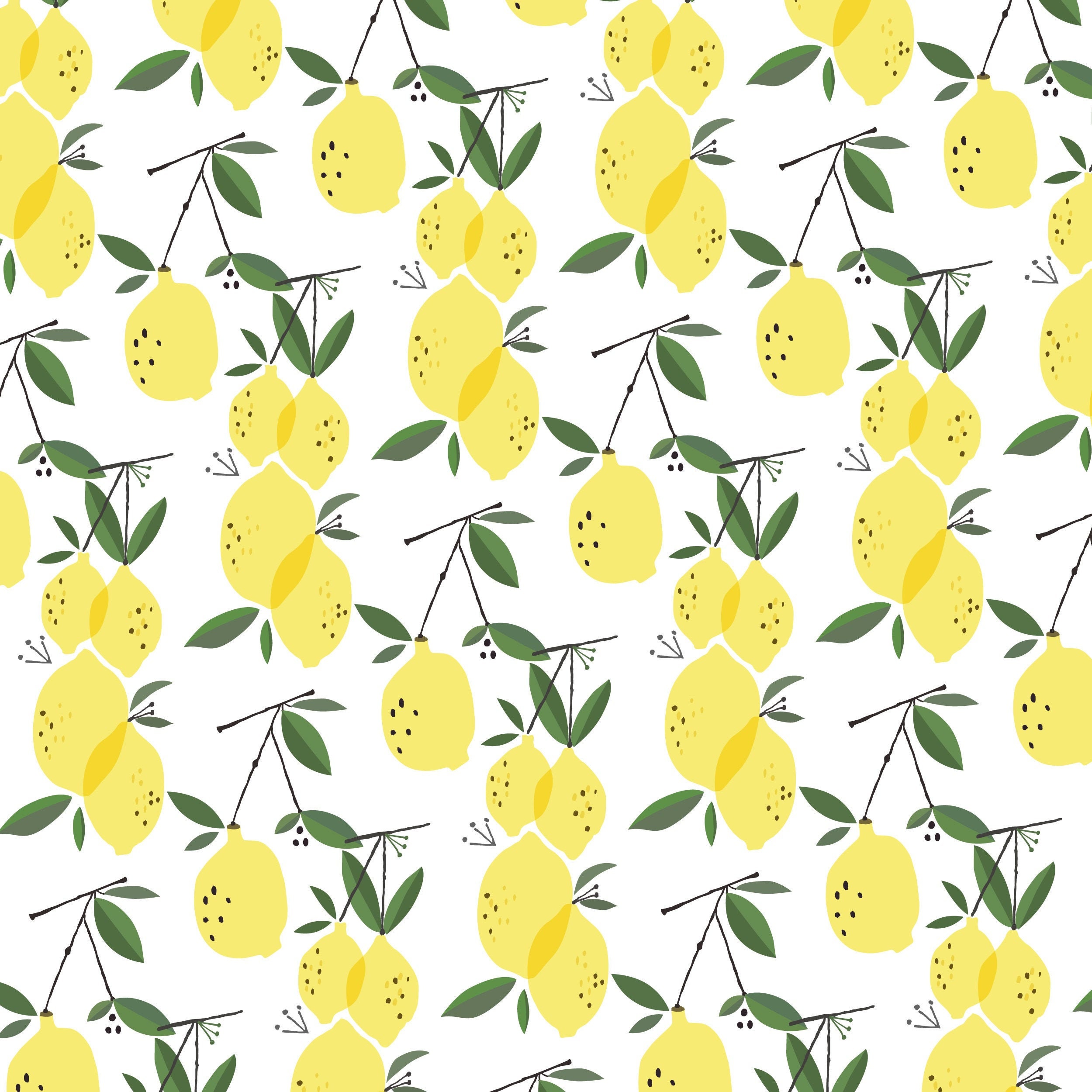 Lemons lemon wallpaper kitchen wallpaper | Etsy