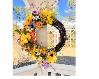 Sunflower Wreaths, Summer Wreaths, Mother’s Day Gift, Wreath Ideas, Farmhouse Market Decor, Floral Spring Wreaths, Summer Home Décor Design