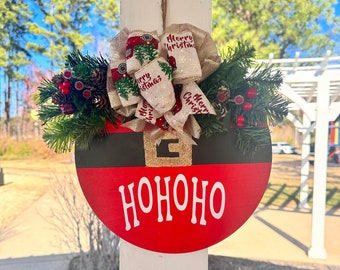 Christmas Front Door Decor, Ho Ho Ho, Christmas Wreath, Christmas Door Hanger, Christmas Sign, Christmas Door Wreath, Christmas Decor Santa