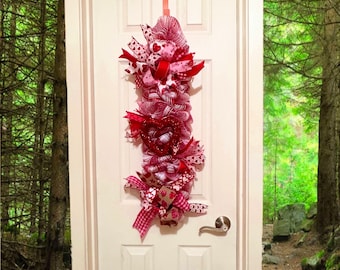 Valentine Swag, Red Door Swag, Porch Decor Wall Swag, Valentines Swag For Front Doors, Double Doors Design, Day Decor For Your Valentines!