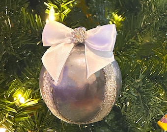 Christmas Fancy Ornament, Christmas Bling Ornament, Christmas Ball, Unbreakable Decorations, Christmas Gift, Lilac Bling Decorated Ornament