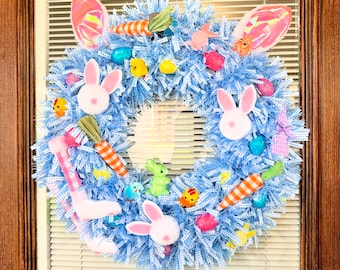 Easter Wreath, Easter Tinsel Wreath, Easter Decor, Easter Egg Wreath, Easter Wall Hanging, Easter Wreath for Front Door, Egg Easter Tinsel