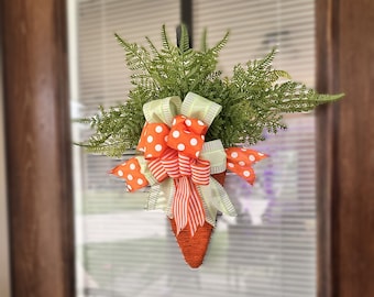 Farmhouse Orange Carrot Home Decor, Pink Tulips Wreath, Easter Swag, Front Door Bunny Basket, Door Hanger, Year Round, Spring-FREE SHIPPING