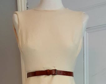 Fifties dress, winter dress. vintage clothing, size10, cream dress, wool, Peter Barron
