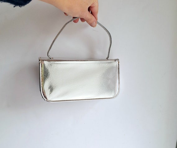 1960’s silver evening bag, wedding bag, box bag, … - image 2