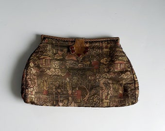 Clutch bag, 1920's, twenties, vintage bag, gold,decorative clasp, Evening bag,