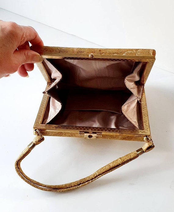 vintage gold bag, 1930's, evening bag, day bag, b… - image 3