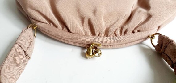 Vintage nude/ecru bag, Forties style, taffeta bag… - image 2