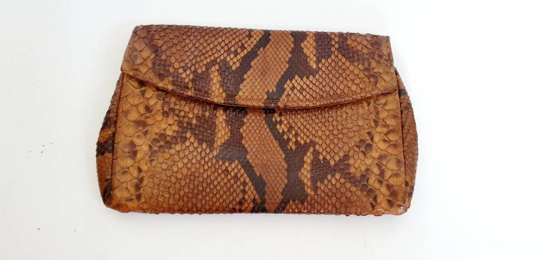 Vintage Snakeskin Clutch Bag 1930 s Brown Thirties Style Evening Bag Vintage Clothing Etsy