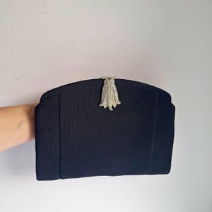 Art-Deco-Clutch-Tasche, schwarz, 1930er Jahre Diamantverschluss, Vintage-Abendtasche, Abendtasche, Damentasche