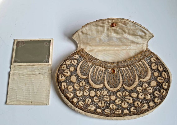 Antique bag, 1930's vintage wedding bag, embroide… - image 3