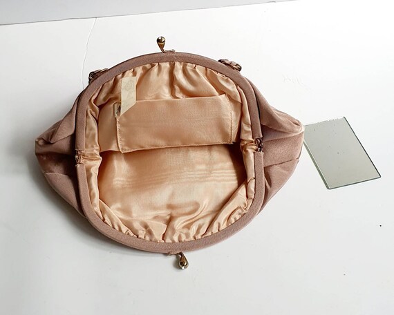 Vintage nude/ecru bag, Forties style, taffeta bag… - image 4