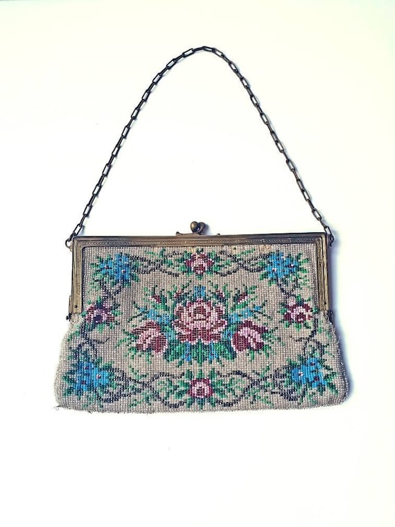 1920's bag, beaded evening bag, vintage, tapestry