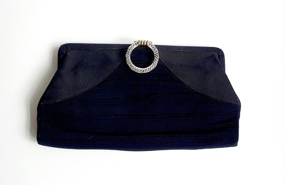 Art deco clutch bag, Navy blue, 1930's lucite cla… - image 1