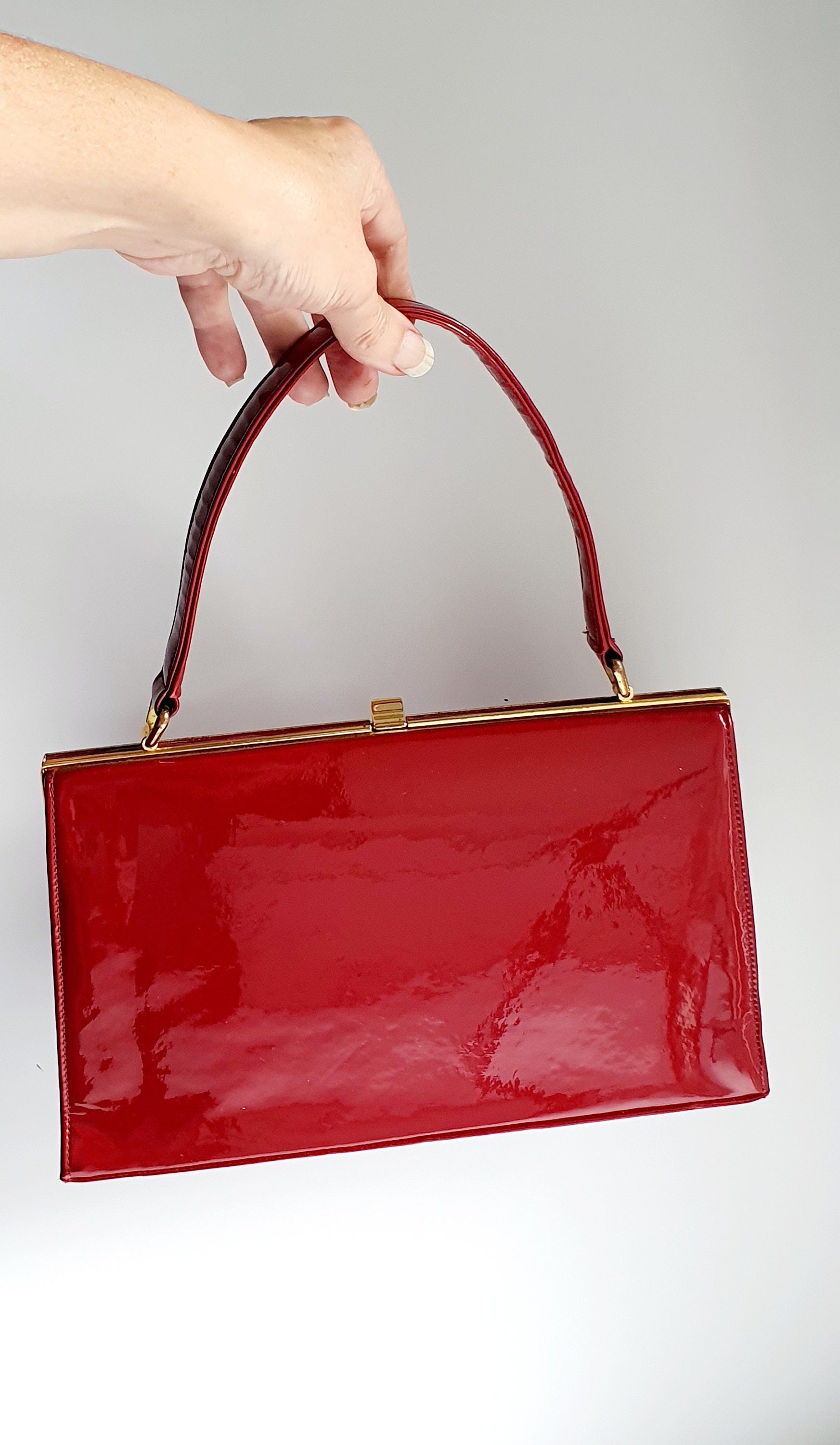 1950s, Red Patent Leather Handbag, Holmes of Norwich, Vintage Fifties  Fashion - Etsy