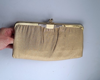 Gold 1950's vintage bag, 2 in one, clutch or chain handle bag, Fifties fashion