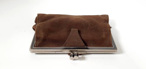 Art deco brown suede vintage clutch bag, evening … - image 2