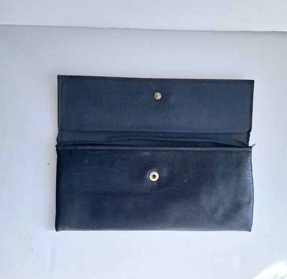 Vintage navy clutch bag, 1960’s, long clutch, vin… - image 4