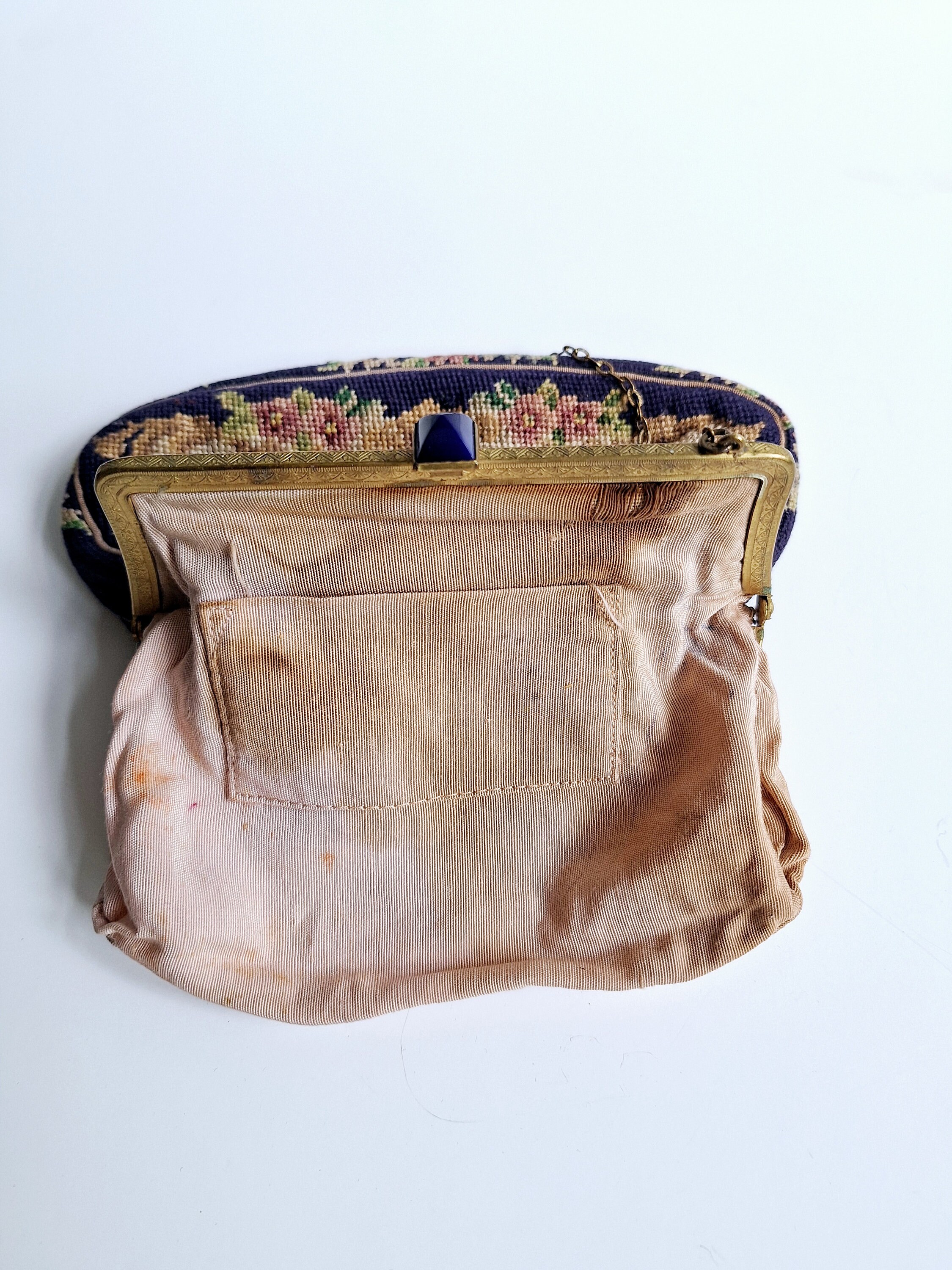 バッグ 19th Antique Purse Bag Antique 19th Century Steel Embroidered Leather Purse