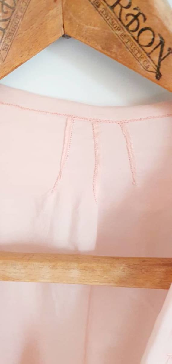 Thirties soft pink vintage silk slip dress, brode… - image 5