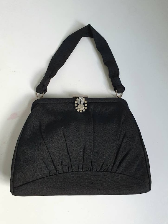 Bolso de 1950 bolso de noche negro caja original bolso crep