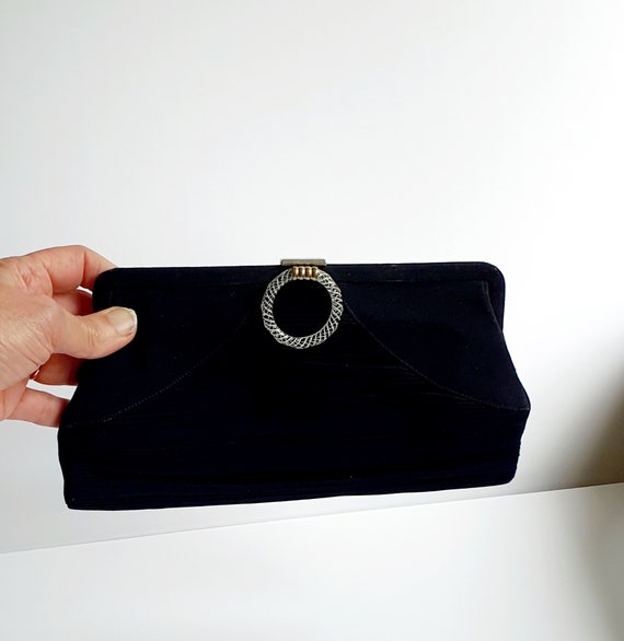Art deco clutch bag, Navy blue, 1930's lucite cla… - image 5