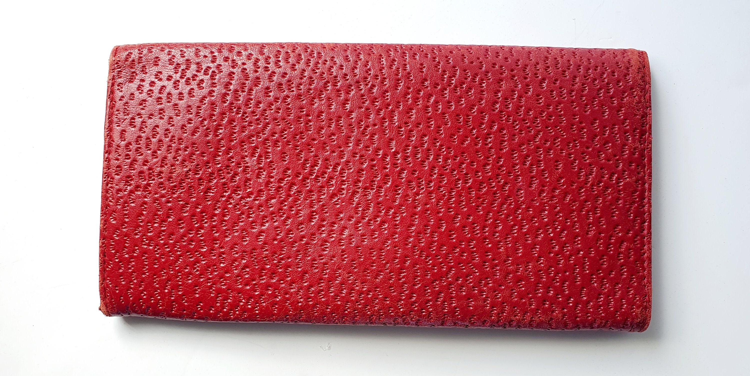 Pochette tissu thamel et cuir rouge - Himali-Népal