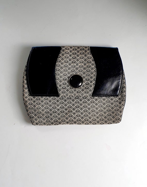 Vintage Art Deco Faux Leather Clutch: 1930s Zig Zag Handbag
