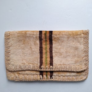 Seventies, beige clutch bag, velvet vintage bag, 1970&#39;s bag, evening bag, Italian bag