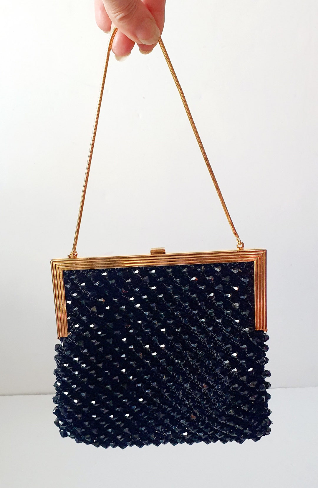 Sac à Main Perles Vintage Années 60 - Occasion Bon état - Style Bandoulière Soirée