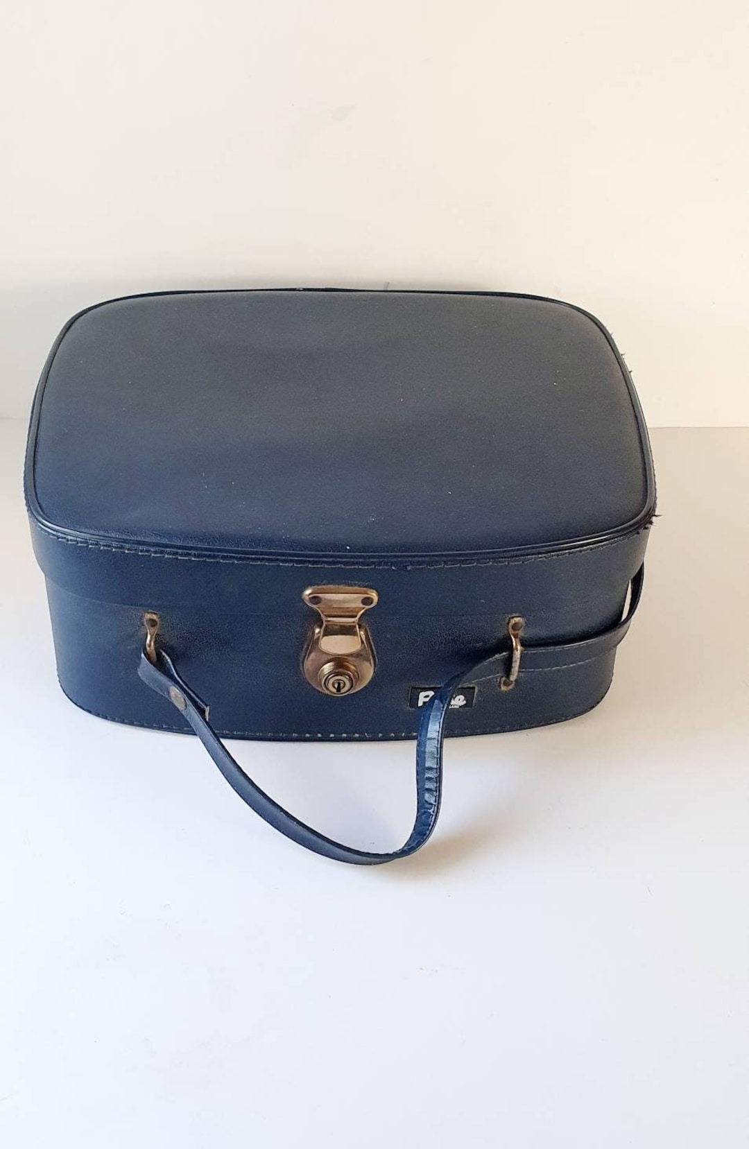 Vintage Vanity Case 1960's Navy Original Bottles 