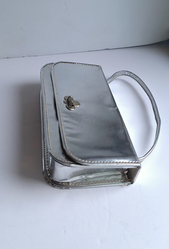 1960’s silver evening bag, wedding bag, box bag, … - image 3