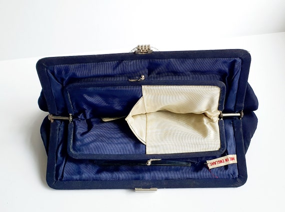 Art deco clutch bag, Navy blue, 1930's lucite cla… - image 8