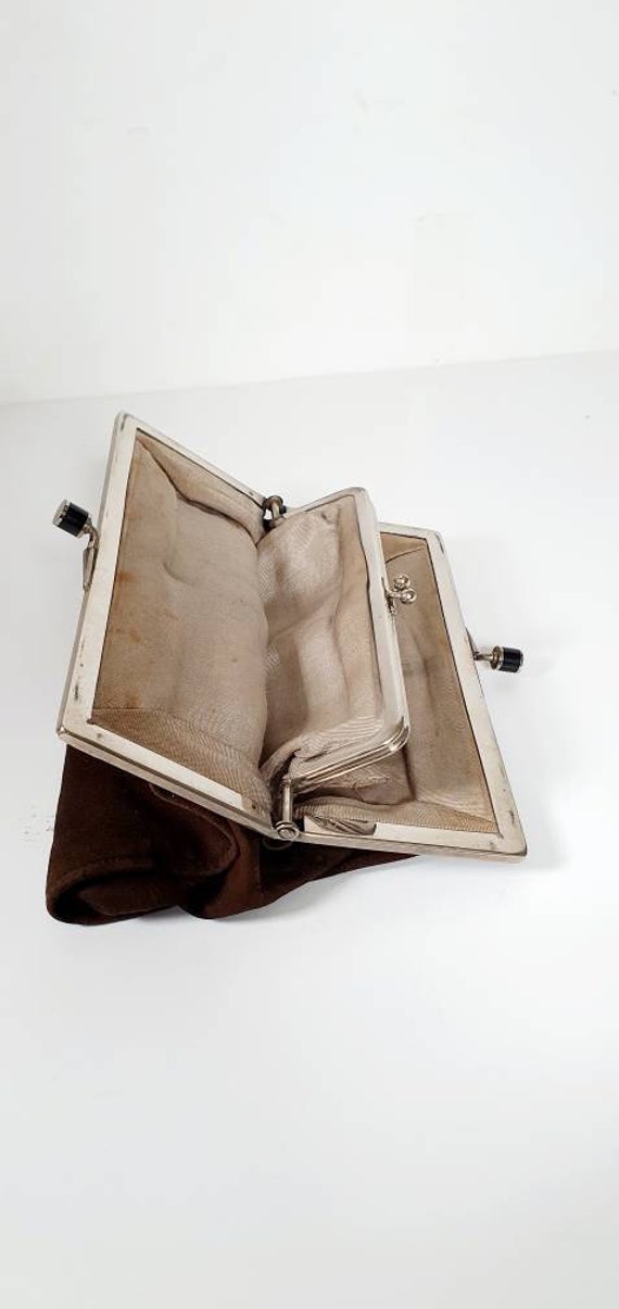 Art deco brown suede vintage clutch bag, evening … - image 7