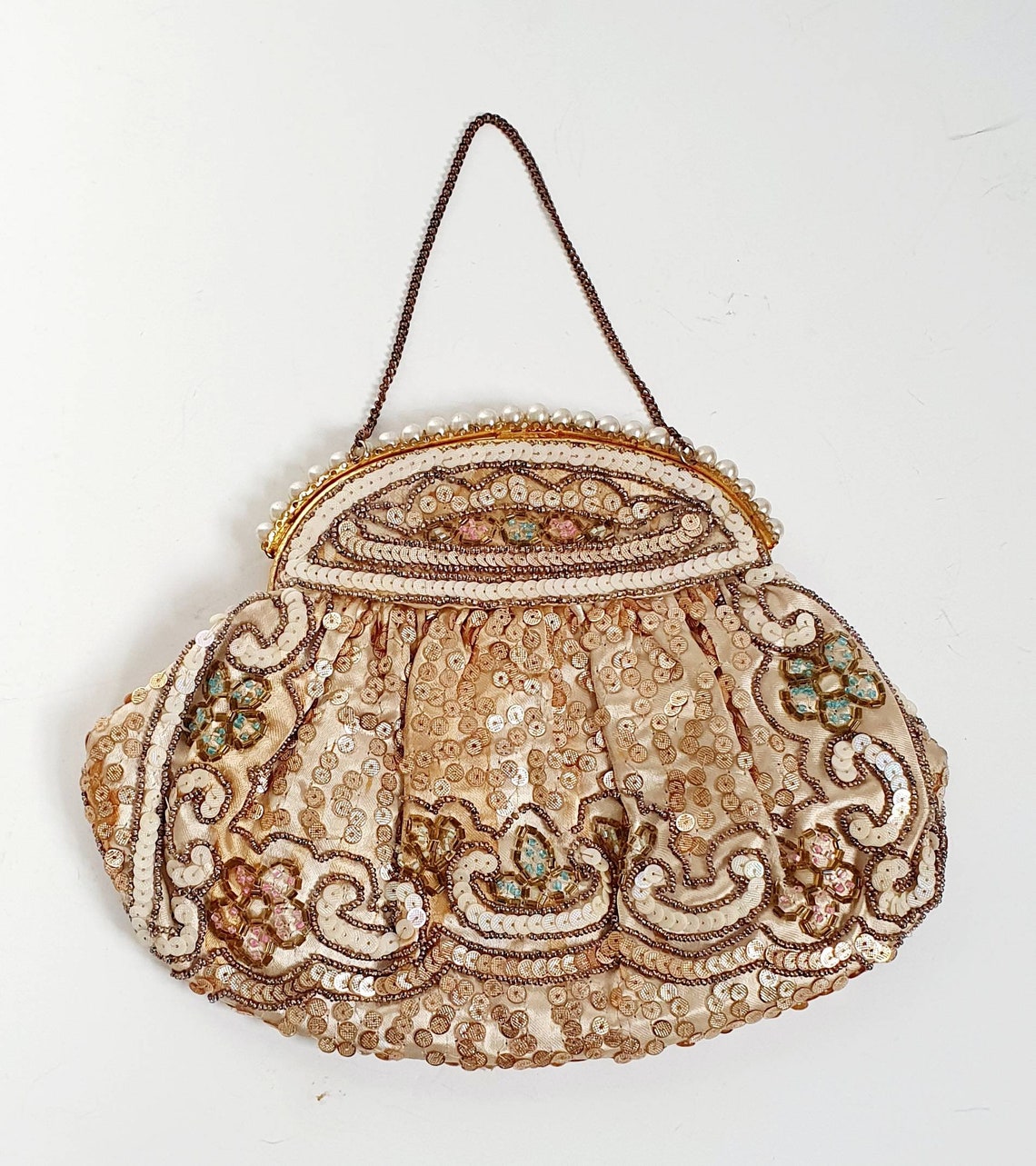 Vintage Sequin Drawstring Bag