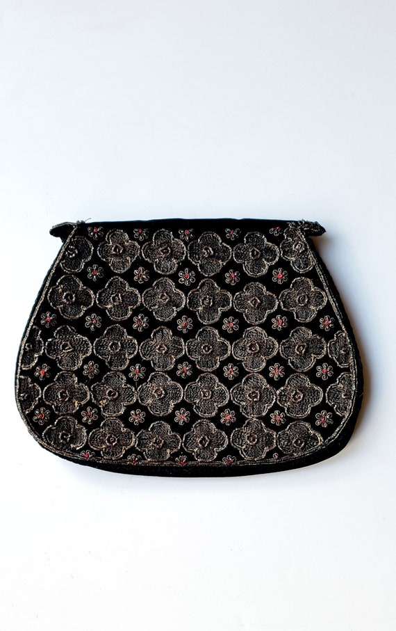 Black velvet evening bag, embroidered floral party clutch, OOAK statement  handbag, zardozi purse,luxury handbag,formal purse,gifts for her