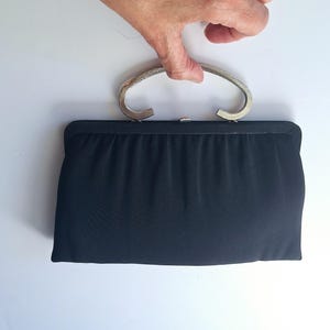 Bolso de noche vintage negro de los años 50, Harry Levine New York, opción de cartera y asa, bolso 2 en 1
