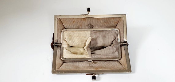 Art deco brown suede vintage clutch bag, evening … - image 3