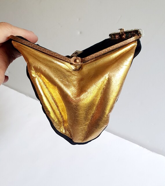 Vintage 1930s Black Taffeta Evening Bag