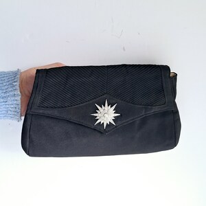 1920er Jahre Art Deco Clutch: Vintage Schwarze Abendtasche mit Strassstein-Stern