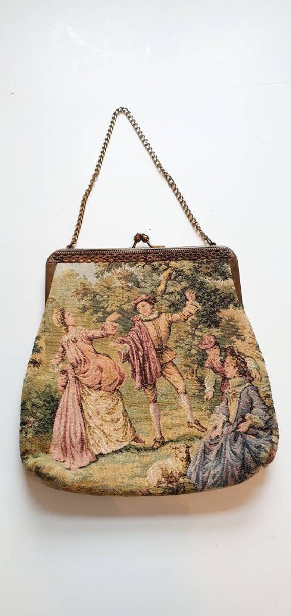 1950's tapestry bag, vintage bag, evening bag