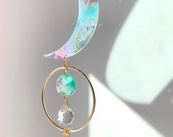 Attrape-soleil, Suncatcher en résine, Cristal verre Hand made in France, idée cadeau crémaillère Décor maison