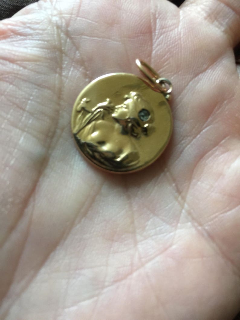 14K Gold Victorian Woman Charm with Diamond