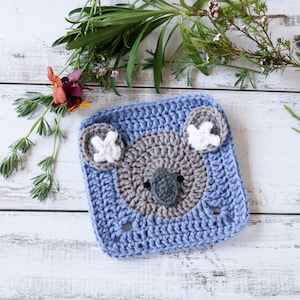 Crochet koala square pattern // Crochet animal square pattern // Granny square // Square motif // Blanket square pattern // Australian