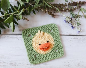 Crochet duck square pattern // Duck granny square motif // Crochet duck afghan square // Blanket square // Crochet animal pattern // Baby